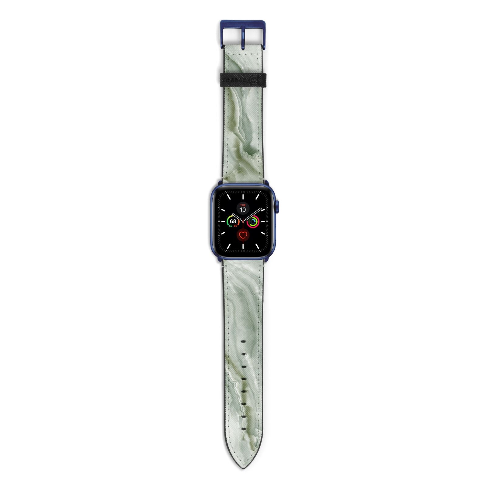 Pistachio Green Marble Apple Watch Strap with Blue Hardware