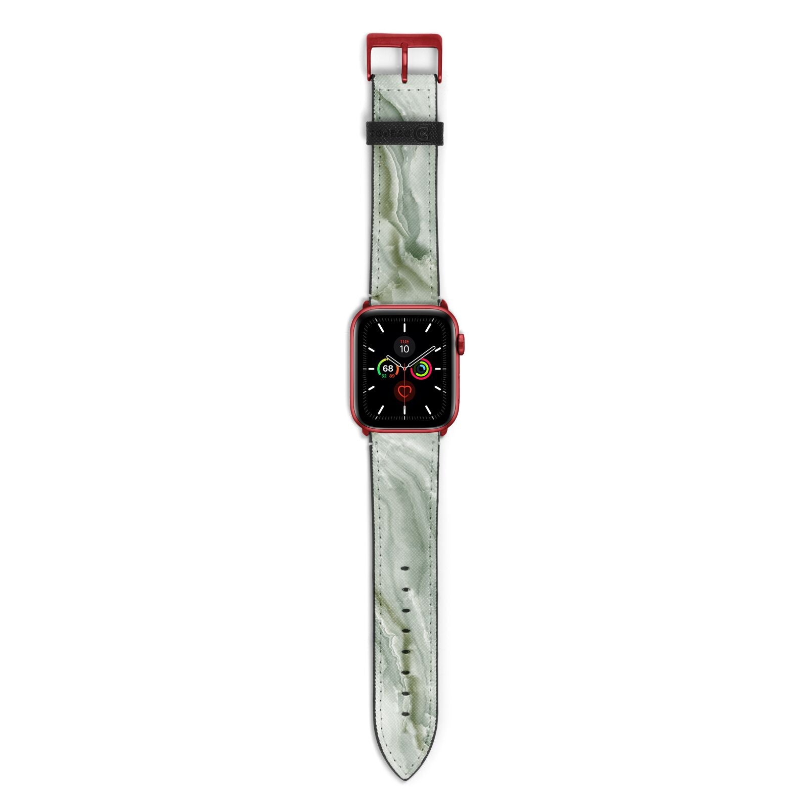 Pistachio Green Marble Apple Watch Strap with Red Hardware