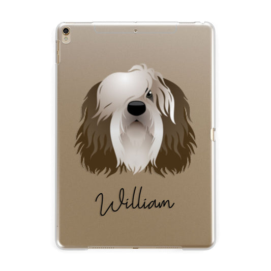 Polish Lowland Sheepdog Personalised Apple iPad Gold Case