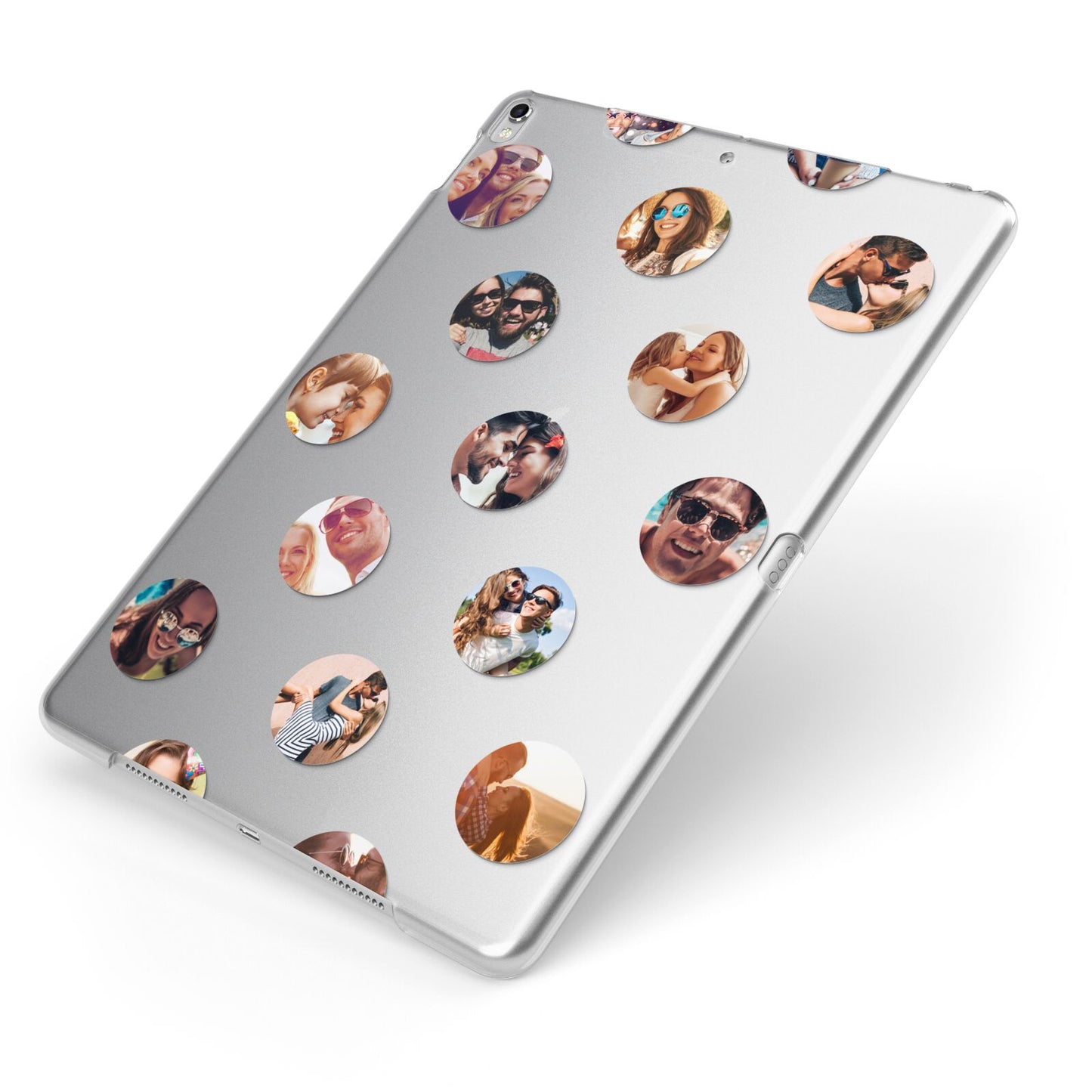 Polka Dot Photo Montage Upload Apple iPad Case on Silver iPad Side View
