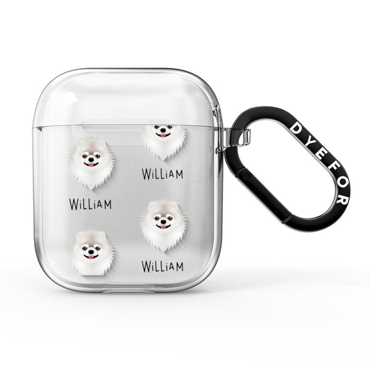 Pomeranian Icon with Name AirPods Clear Case