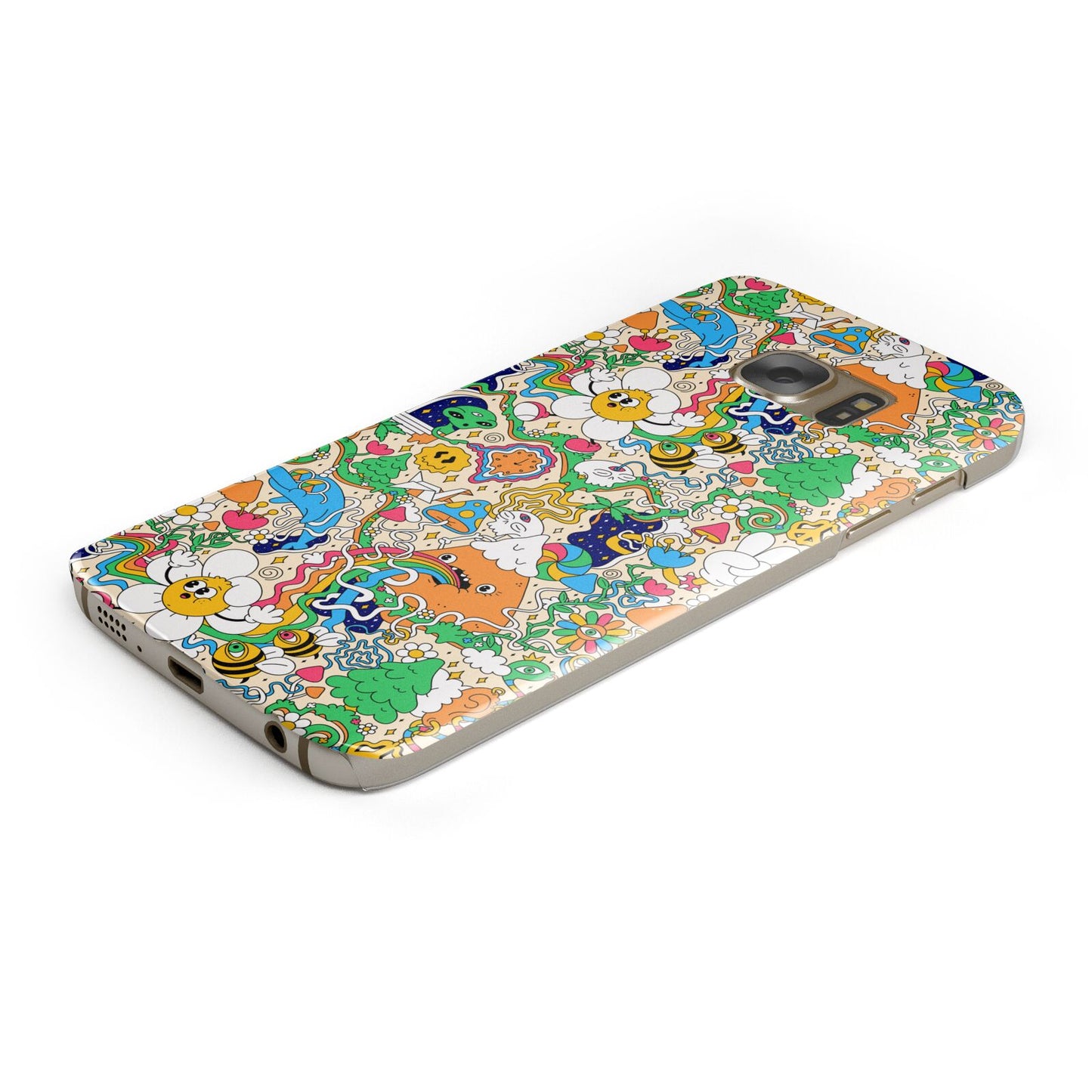 Psychedelic Trippy Protective Samsung Galaxy Case Angled Image