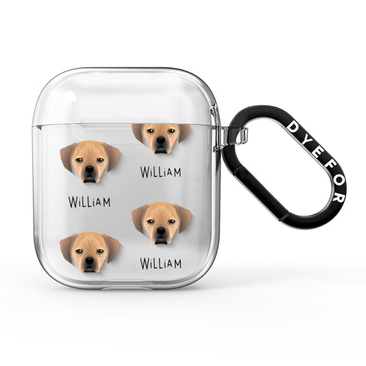 Puggle Icon with Name AirPods Clear Case
