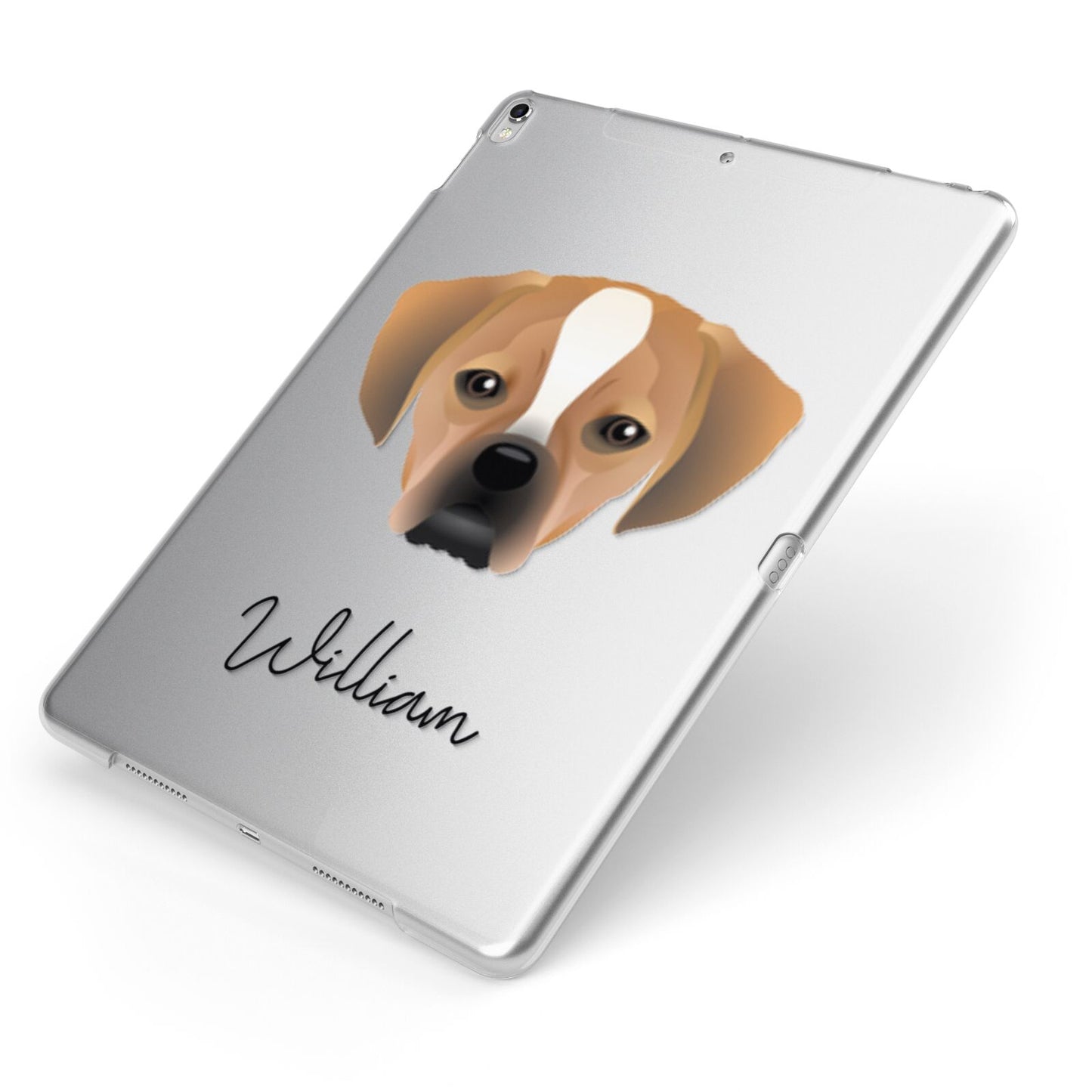 Puggle Personalised Apple iPad Case on Silver iPad Side View