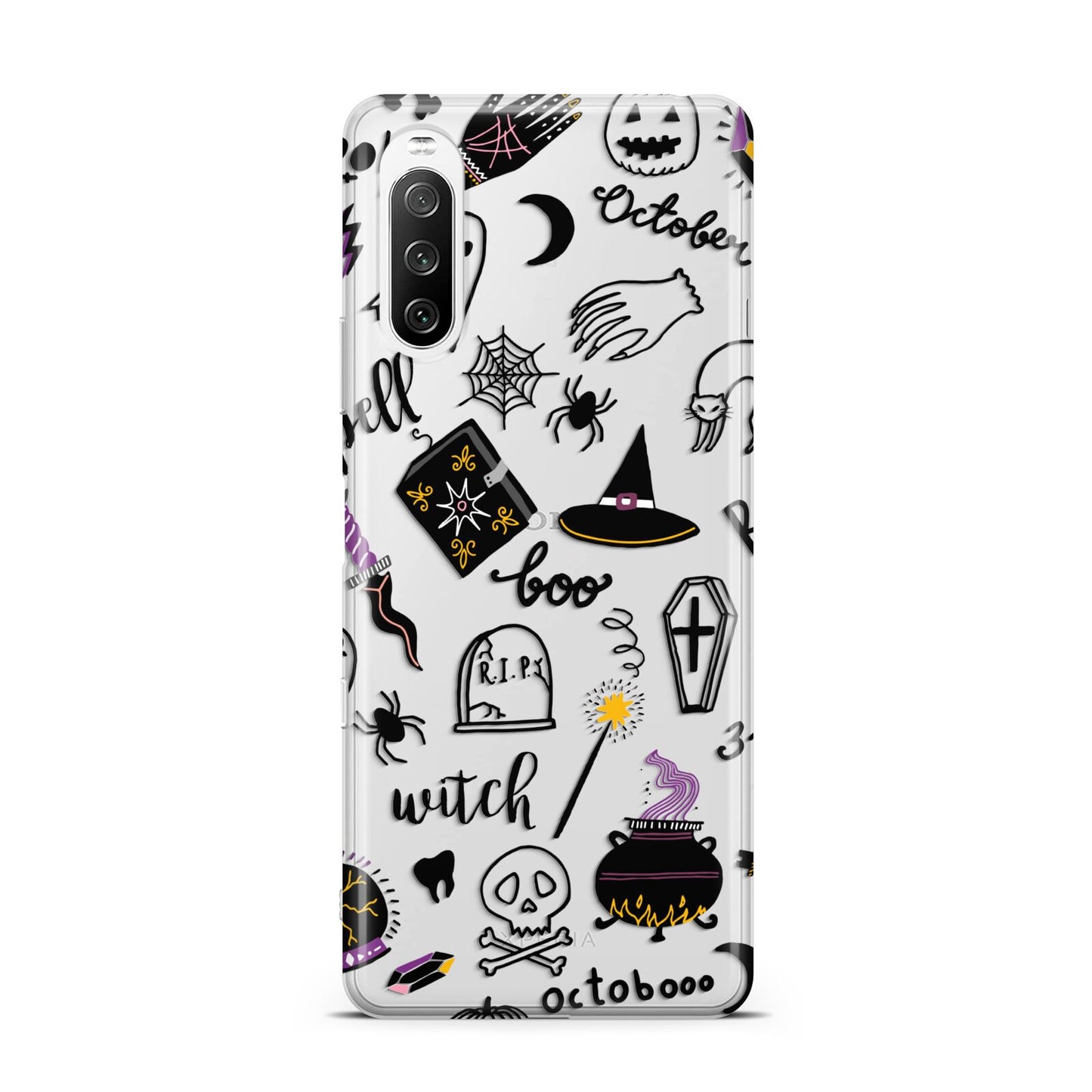 Purple and Black Halloween Illustrations Sony Xperia 10 III Case