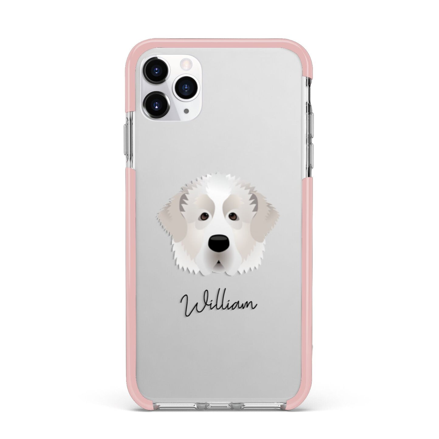 Pyrenean Mastiff Personalised iPhone 11 Pro Max Impact Pink Edge Case