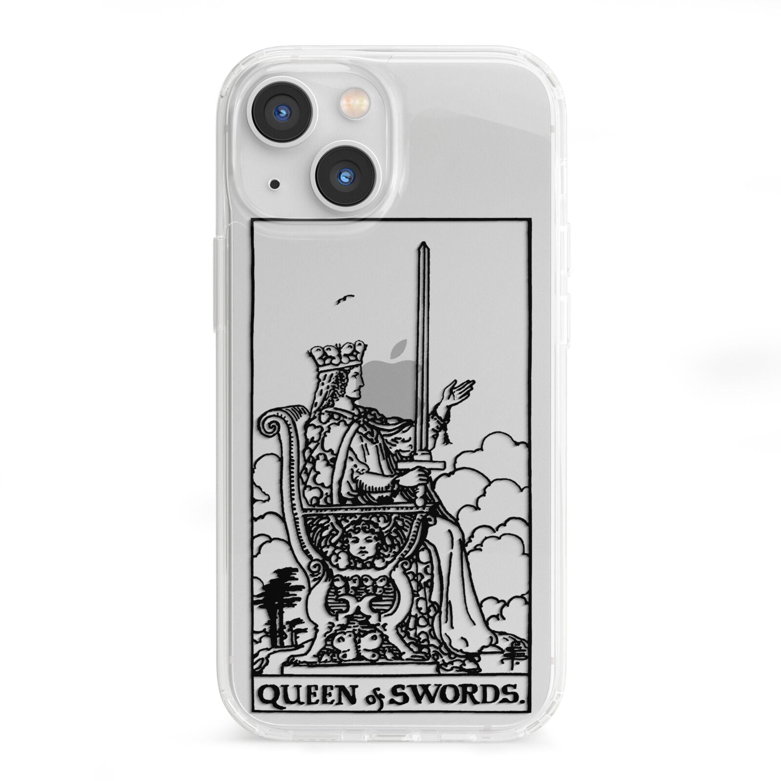 Queen of Swords Monochrome iPhone 13 Mini Clear Bumper Case