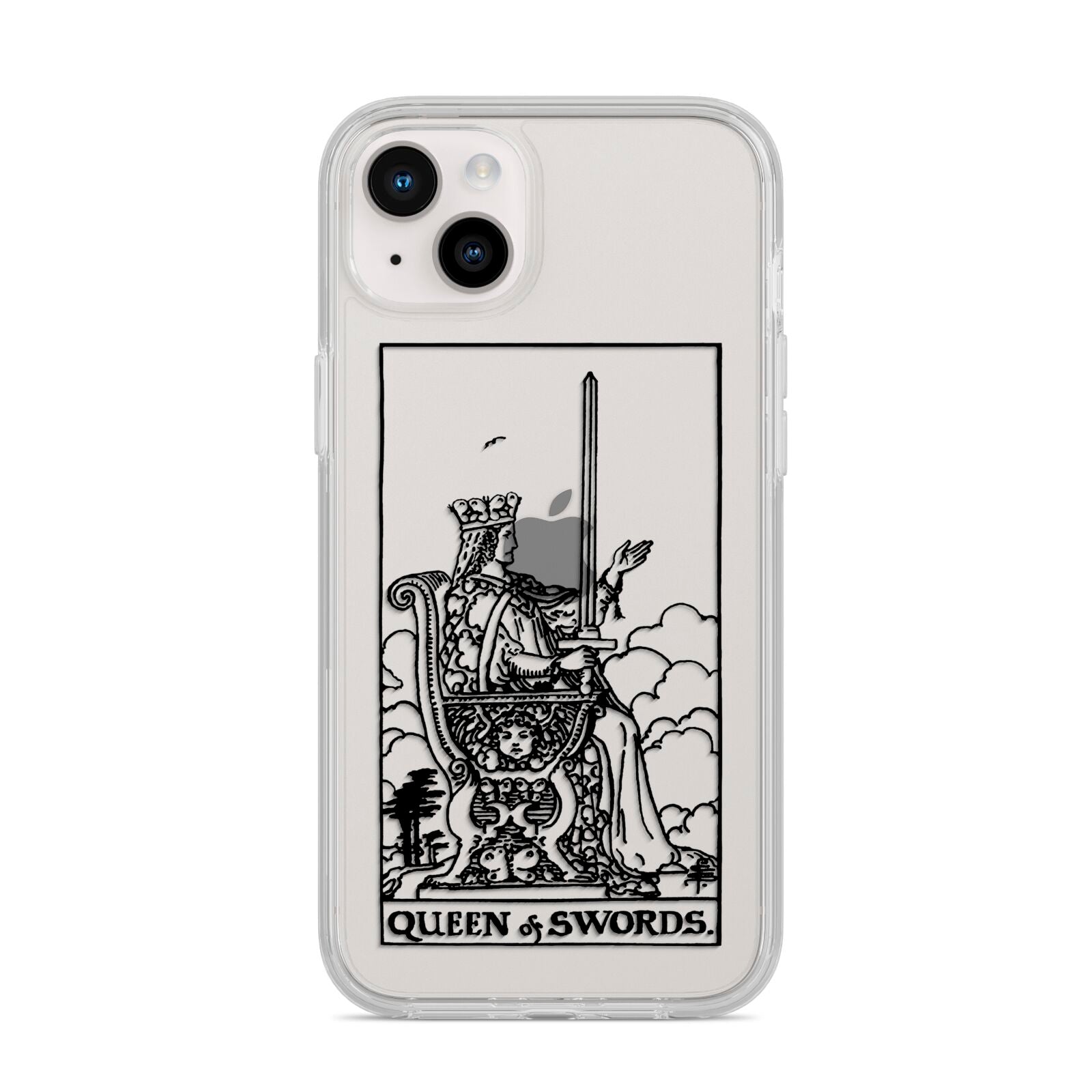 Queen of Swords Monochrome iPhone 14 Plus Clear Tough Case Starlight