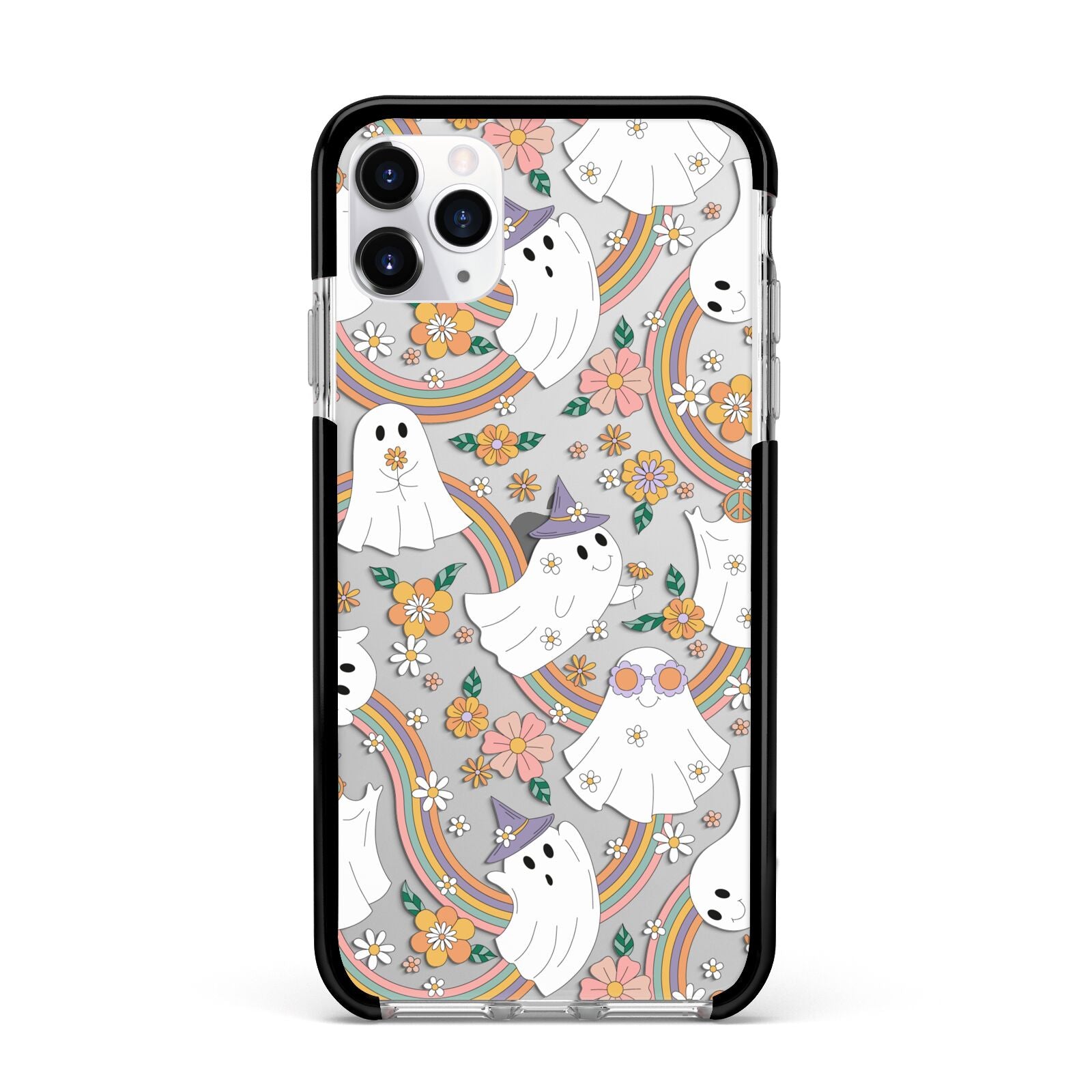 Rainbow Ghost Apple iPhone 11 Pro Max in Silver with Black Impact Case