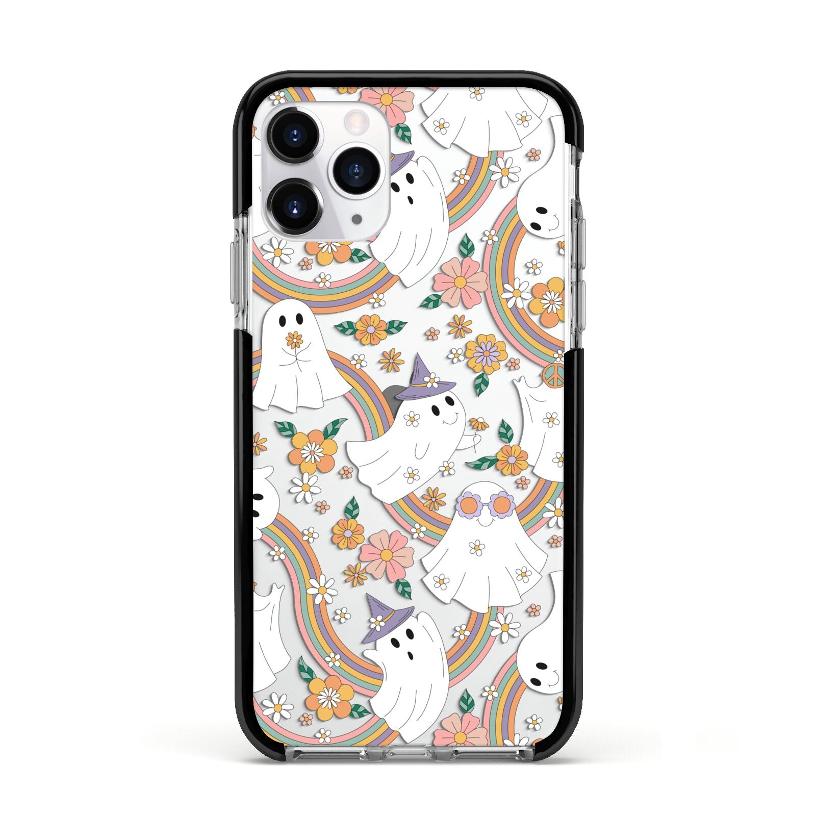 Rainbow Ghost Apple iPhone 11 Pro in Silver with Black Impact Case