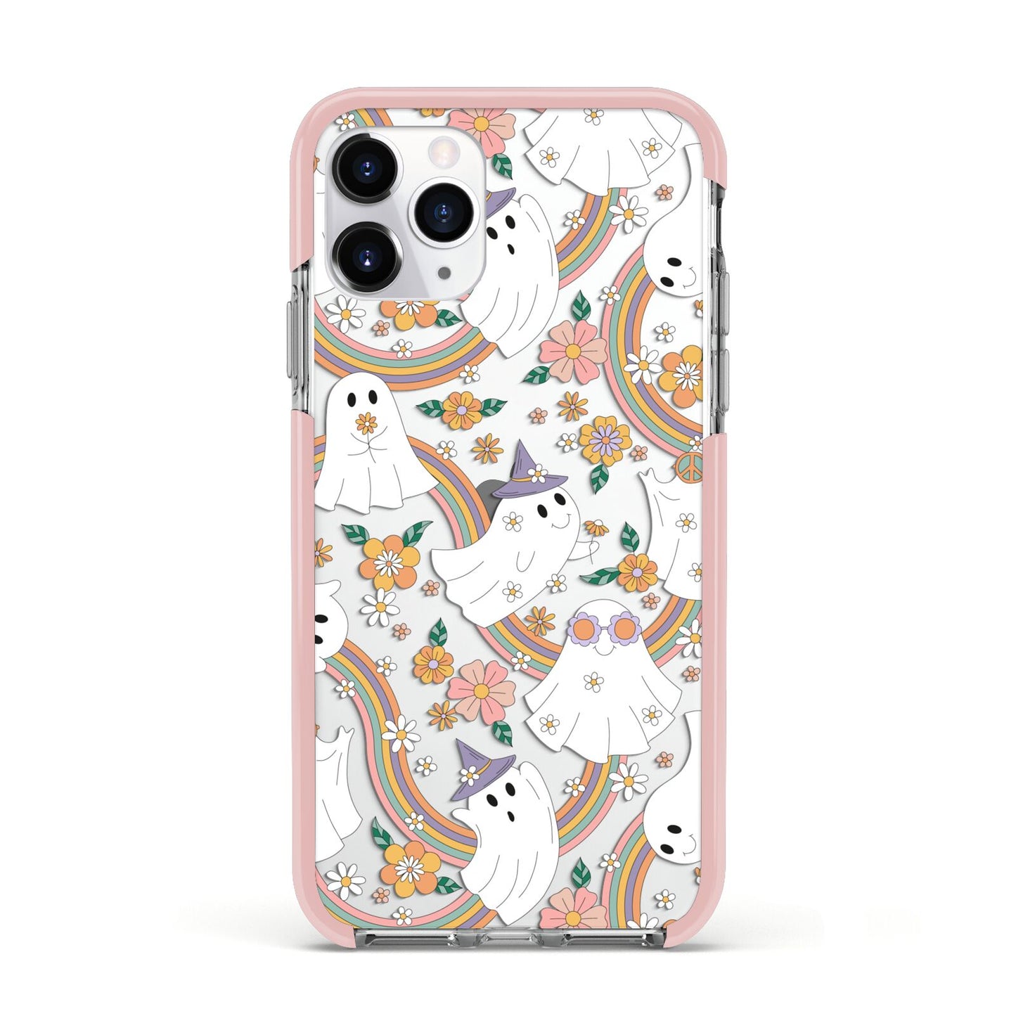 Rainbow Ghost Apple iPhone 11 Pro in Silver with Pink Impact Case