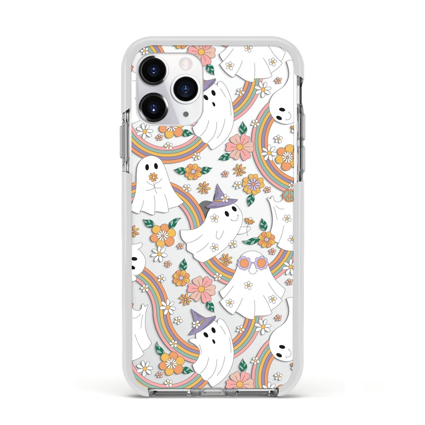 Rainbow Ghost Apple iPhone 11 Pro in Silver with White Impact Case