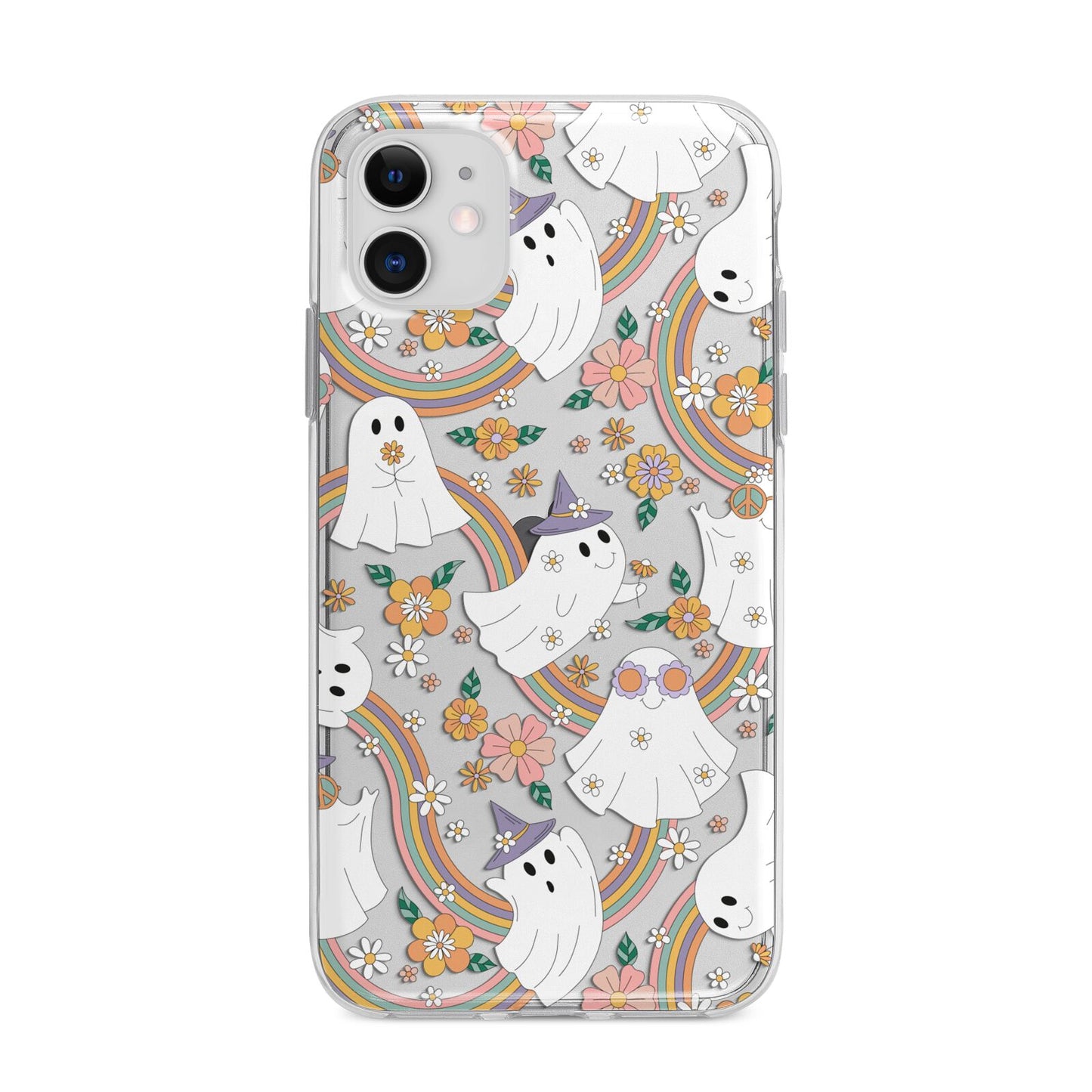 Rainbow Ghost Apple iPhone 11 in White with Bumper Case