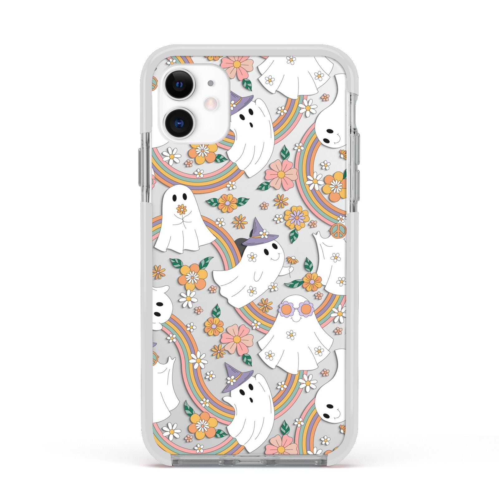 Rainbow Ghost Apple iPhone 11 in White with White Impact Case