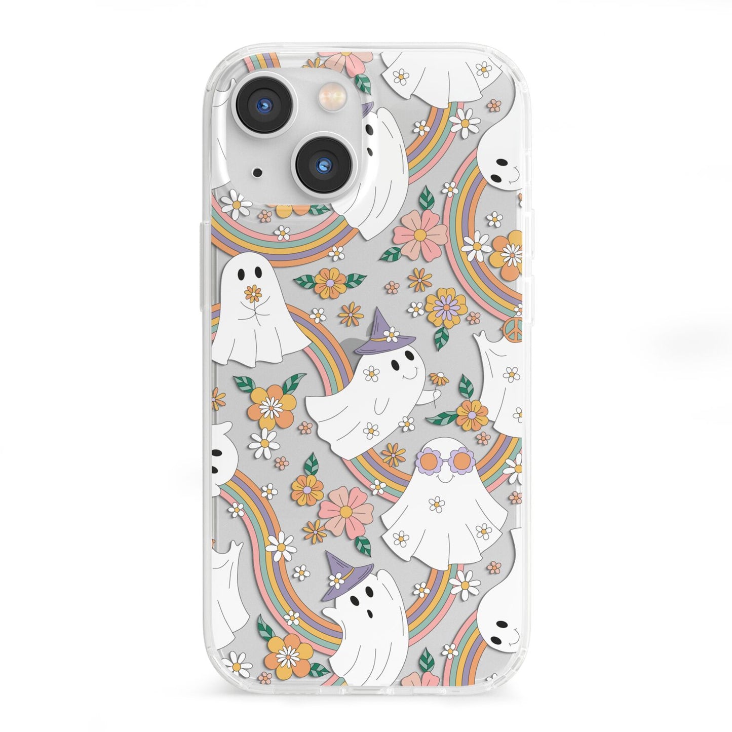 Rainbow Ghost iPhone 13 Mini Clear Bumper Case