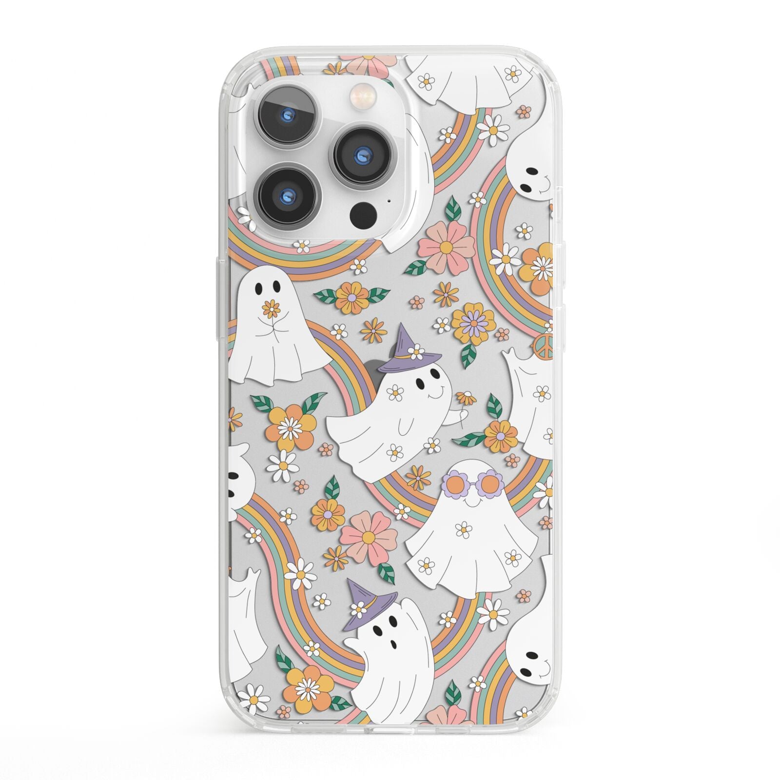 Rainbow Ghost iPhone 13 Pro Clear Bumper Case