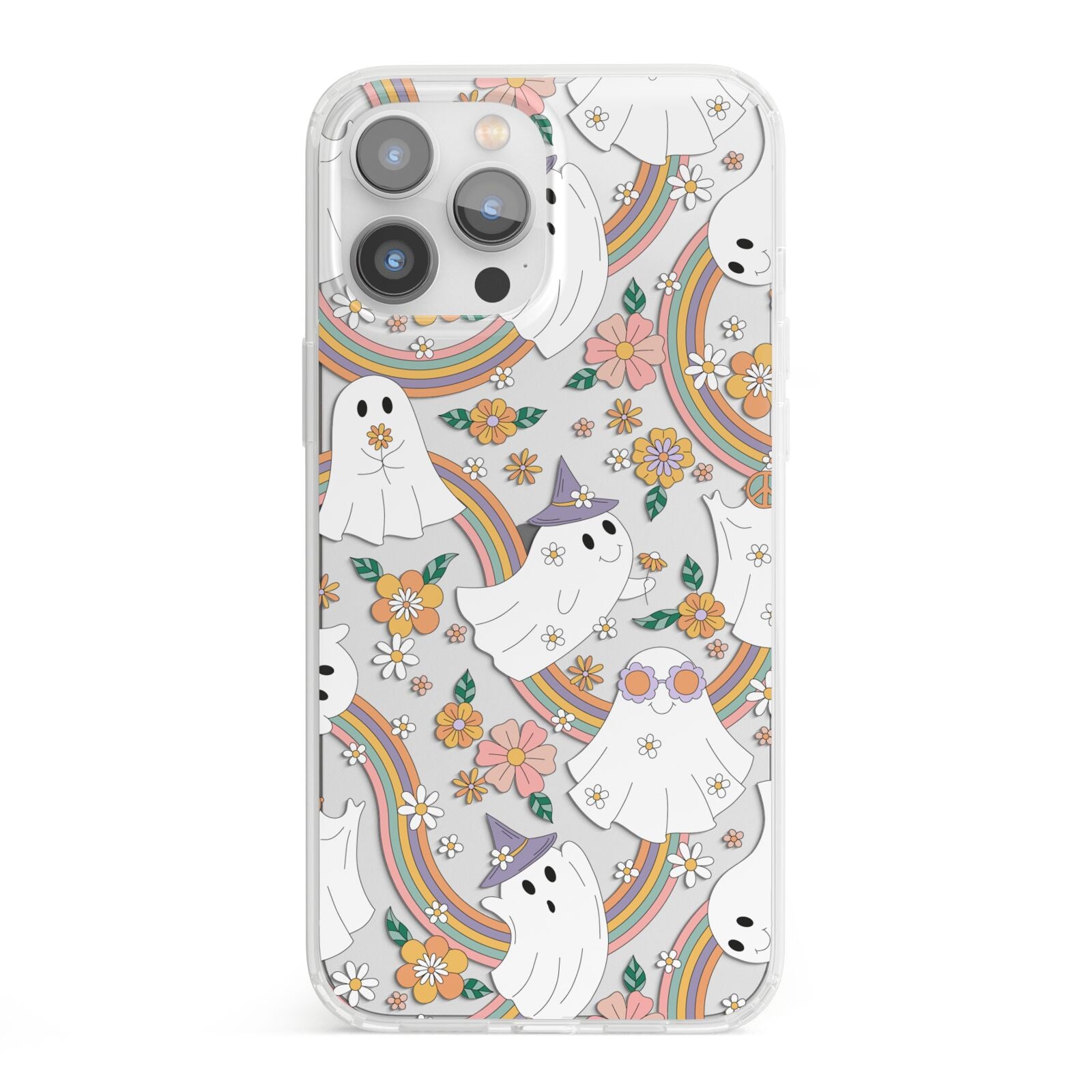 Rainbow Ghost iPhone 13 Pro Max Clear Bumper Case