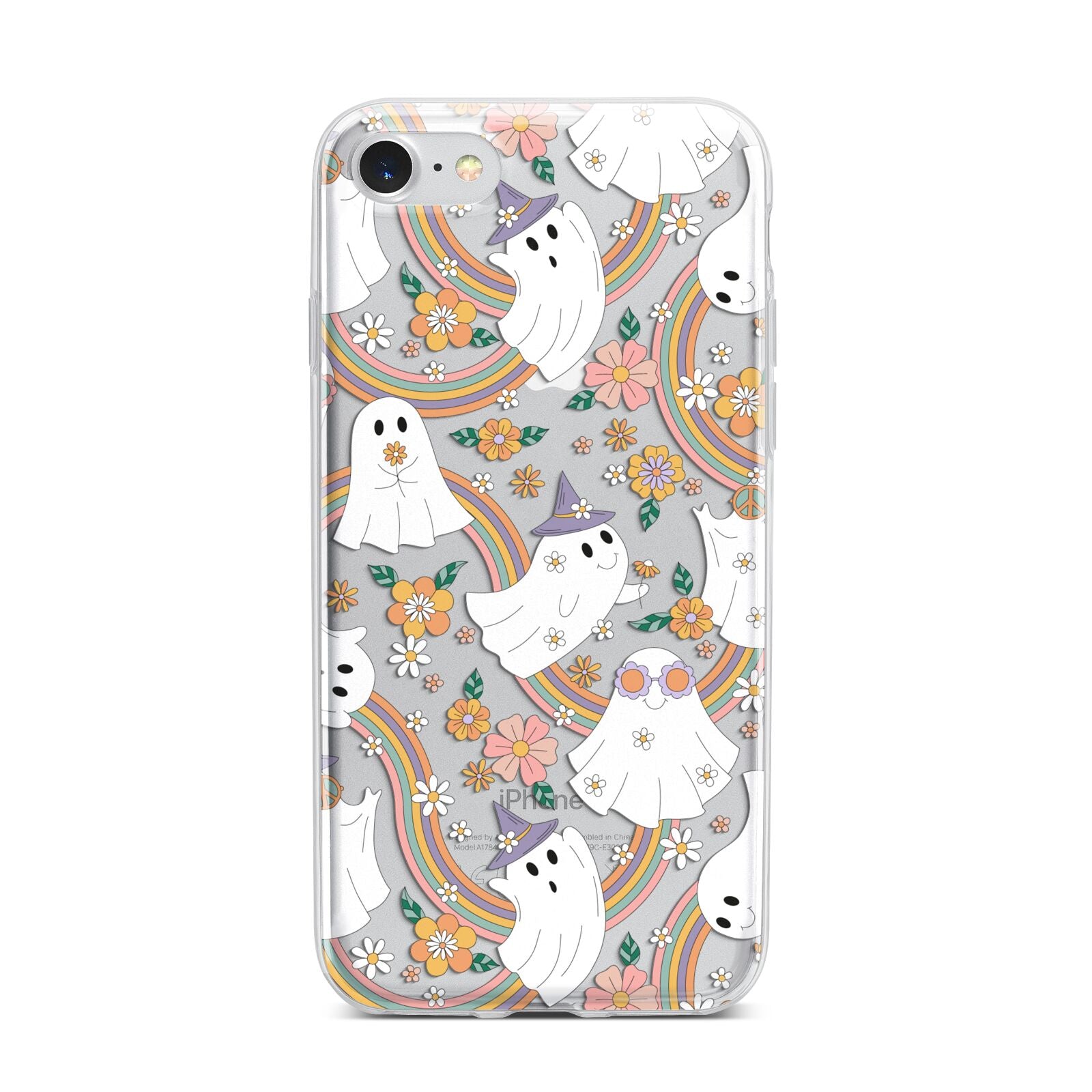 Rainbow Ghost iPhone 7 Bumper Case on Silver iPhone