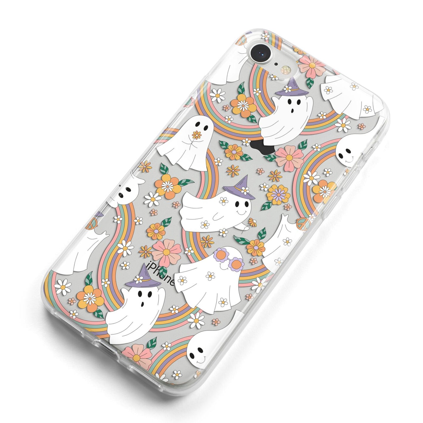 Rainbow Ghost iPhone 8 Bumper Case on Silver iPhone Alternative Image
