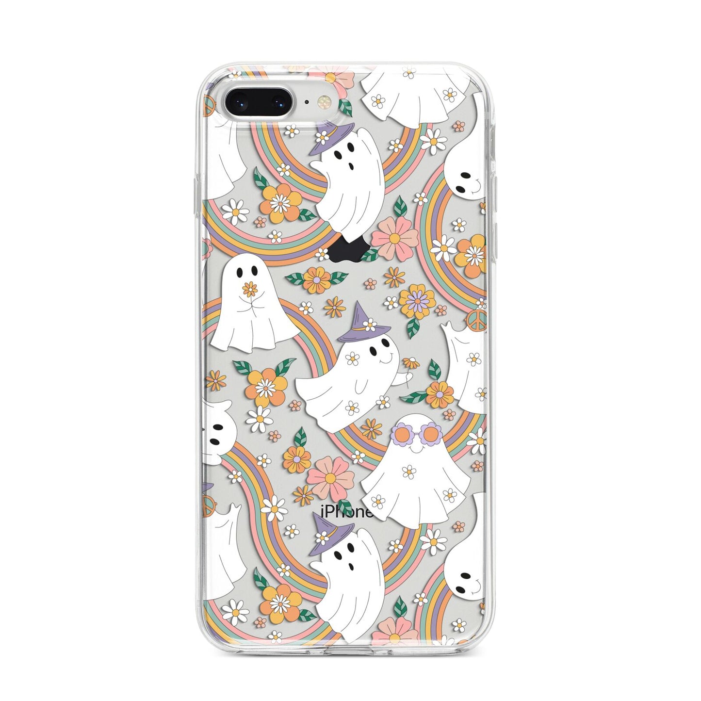 Rainbow Ghost iPhone 8 Plus Bumper Case on Silver iPhone