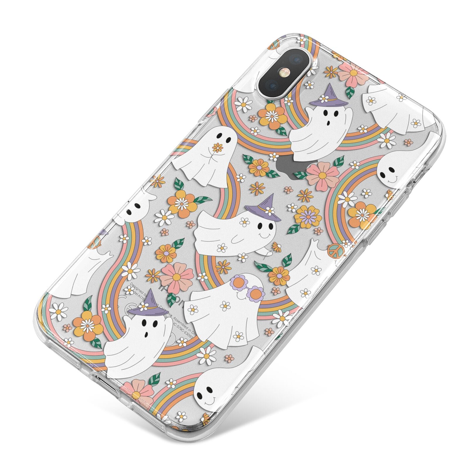 Rainbow Ghost iPhone X Bumper Case on Silver iPhone