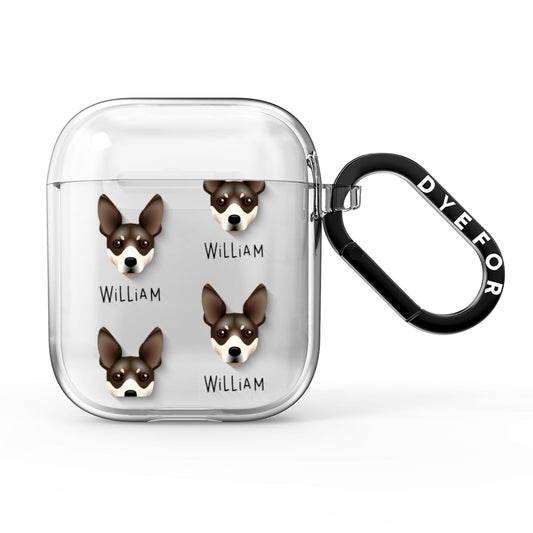 Rat Terrier Icon with Name AirPods Clear Case