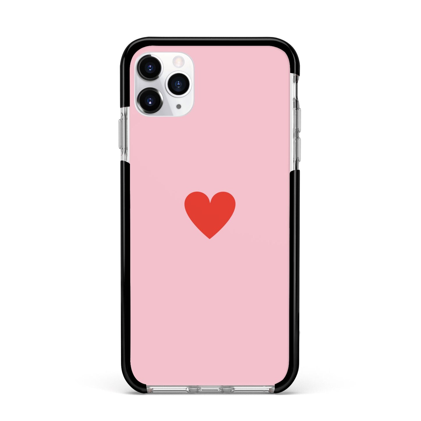 Red Heart Apple iPhone 11 Pro Max in Silver with Black Impact Case