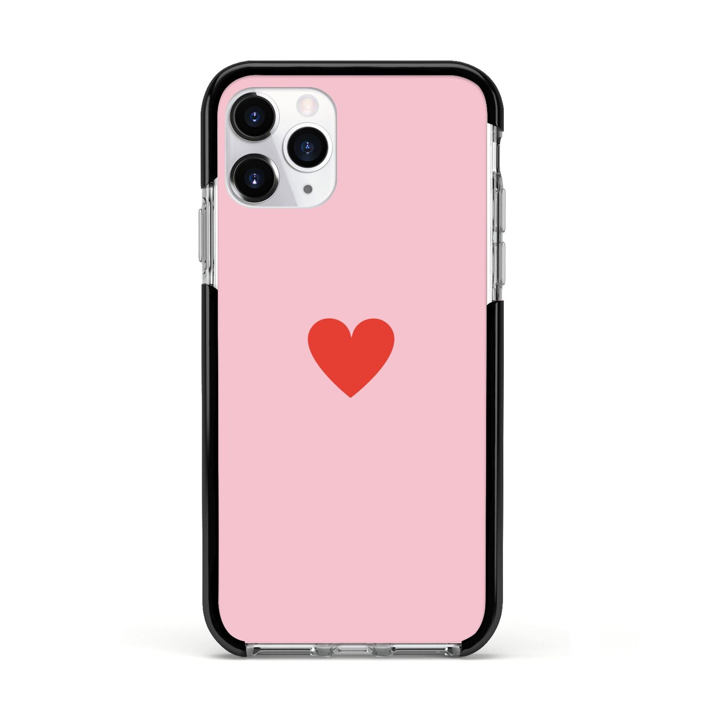 Red Heart Apple iPhone 11 Pro in Silver with Black Impact Case