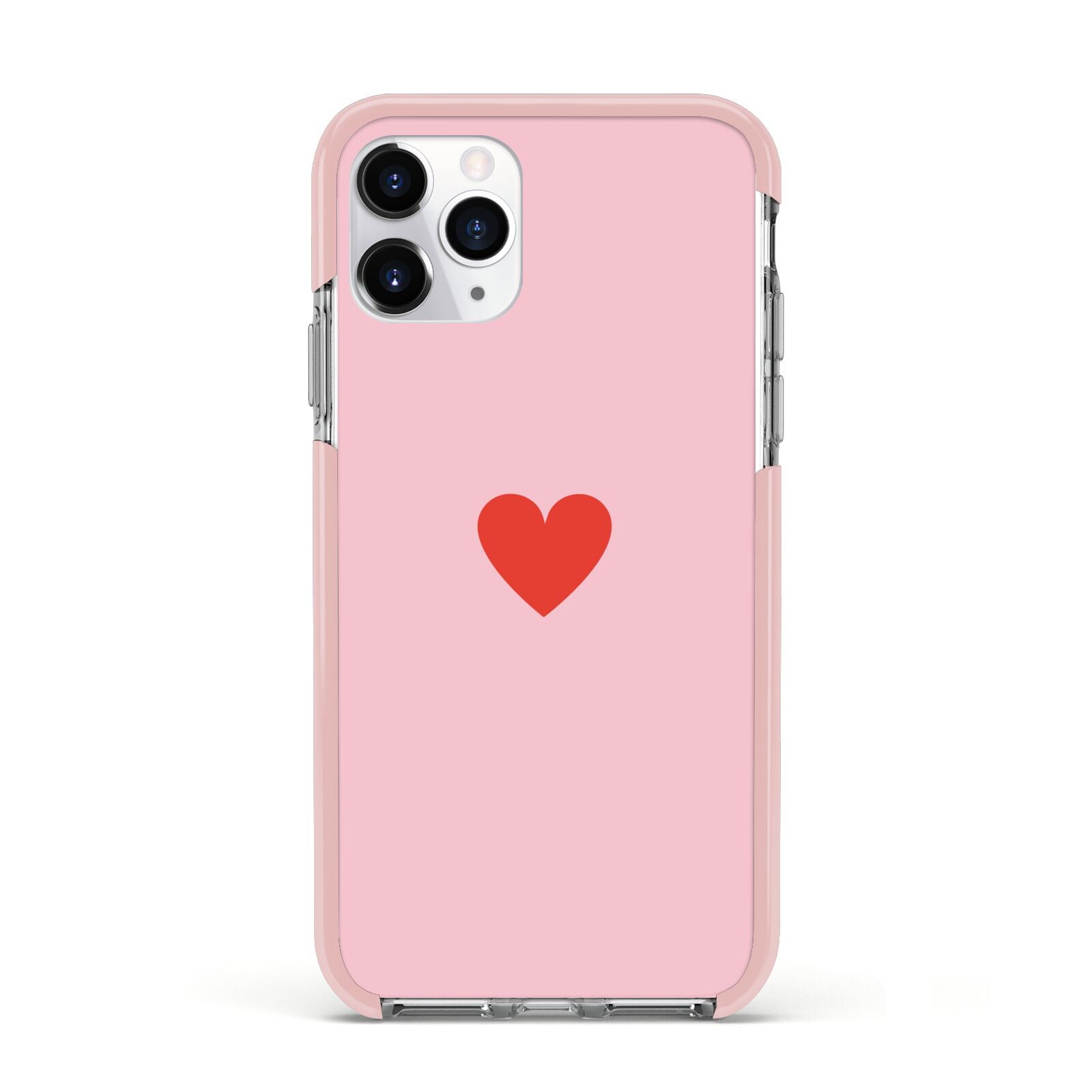 Red Heart Apple iPhone 11 Pro in Silver with Pink Impact Case