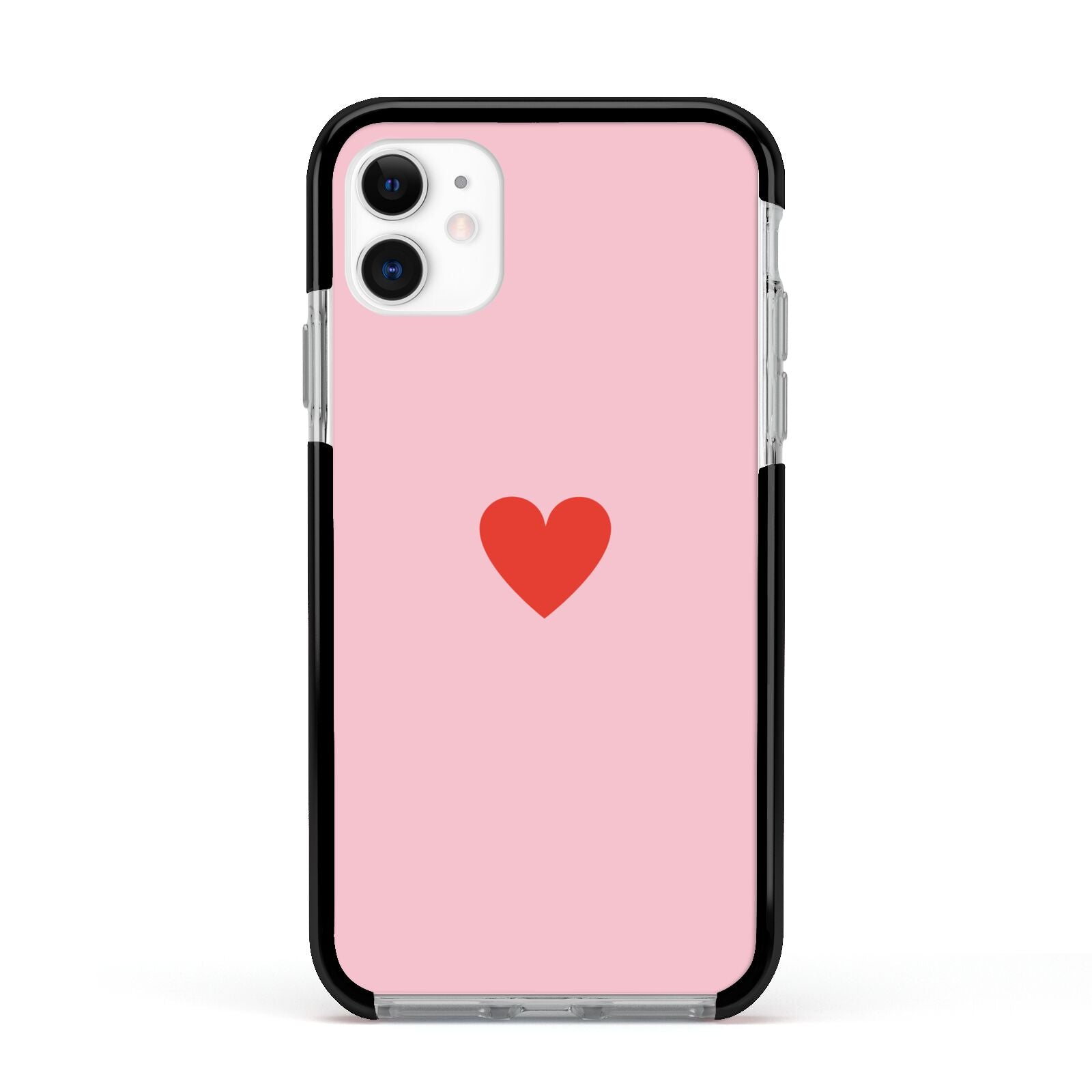 Red Heart Apple iPhone 11 in White with Black Impact Case