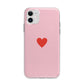 Red Heart Apple iPhone 11 in White with Bumper Case