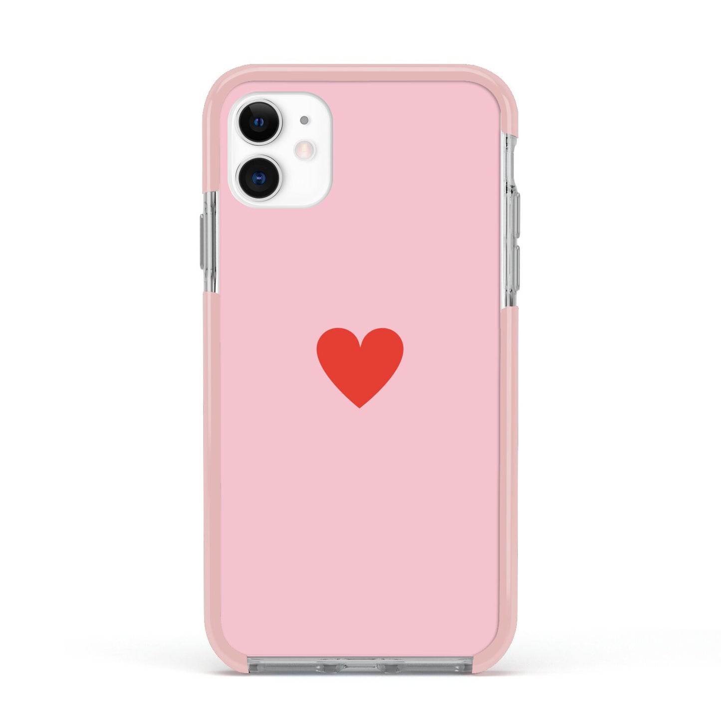 Red Heart Apple iPhone 11 in White with Pink Impact Case