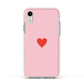 Red Heart Apple iPhone XR Impact Case Pink Edge on Silver Phone
