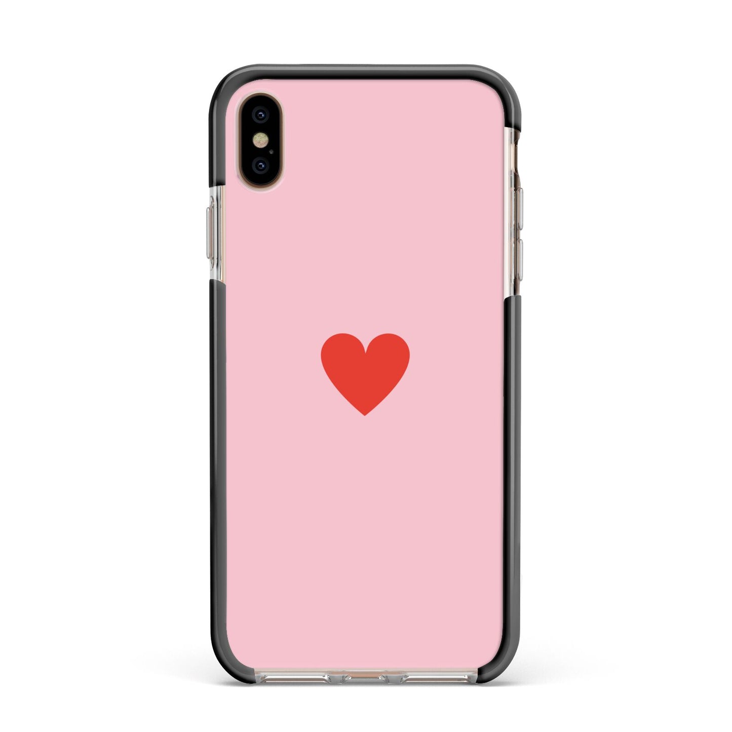 Red Heart Apple iPhone Xs Max Impact Case Black Edge on Gold Phone