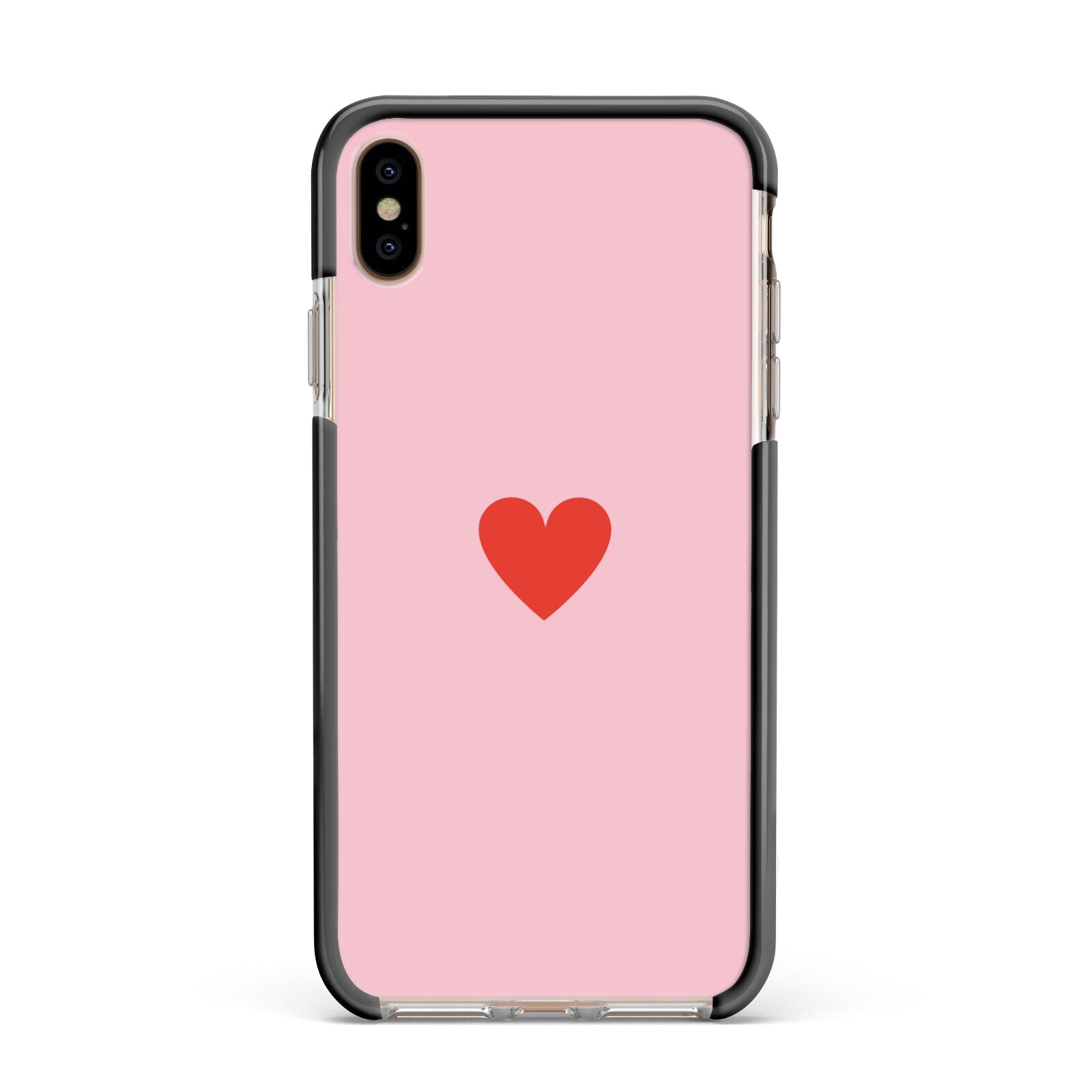 Red Heart Apple iPhone Xs Max Impact Case Black Edge on Gold Phone