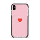Red Heart Apple iPhone Xs Max Impact Case Black Edge on Silver Phone
