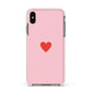 Red Heart Apple iPhone Xs Max Impact Case Pink Edge on Black Phone
