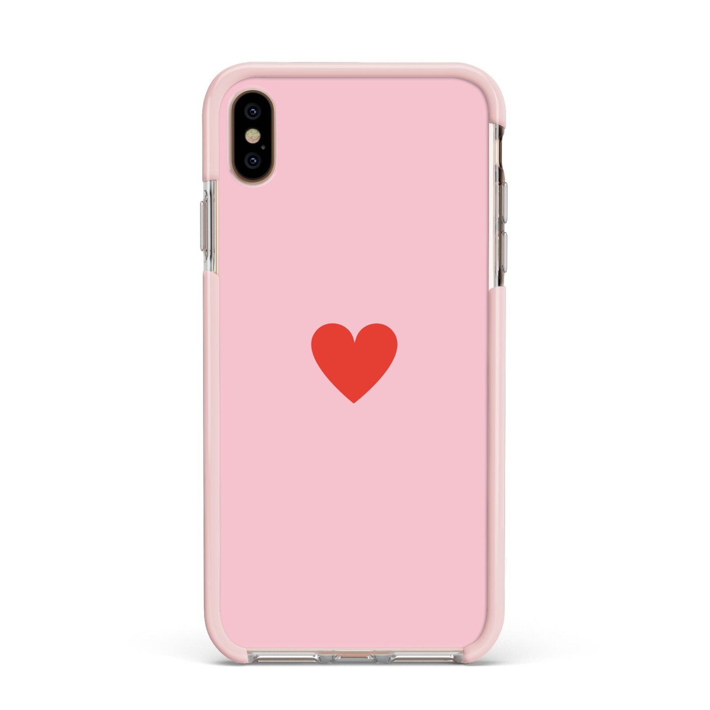 Red Heart Apple iPhone Xs Max Impact Case Pink Edge on Gold Phone