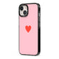 Red Heart iPhone 13 Black Impact Case Side Angle on Silver phone