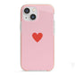 Red Heart iPhone 13 Mini TPU Impact Case with Pink Edges