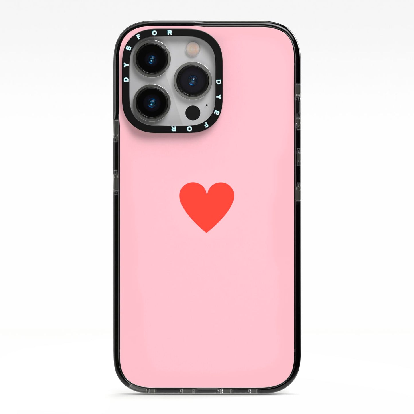 Red Heart iPhone 13 Pro Black Impact Case on Silver phone