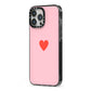 Red Heart iPhone 13 Pro Max Black Impact Case Side Angle on Silver phone