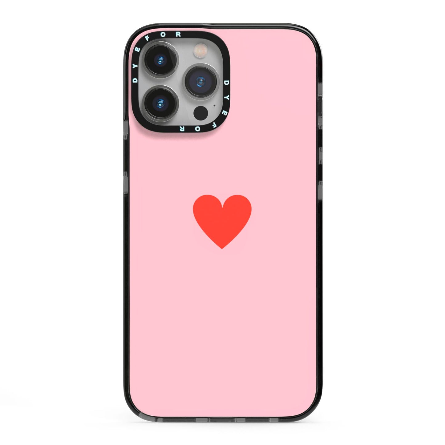 Red Heart iPhone 13 Pro Max Black Impact Case on Silver phone