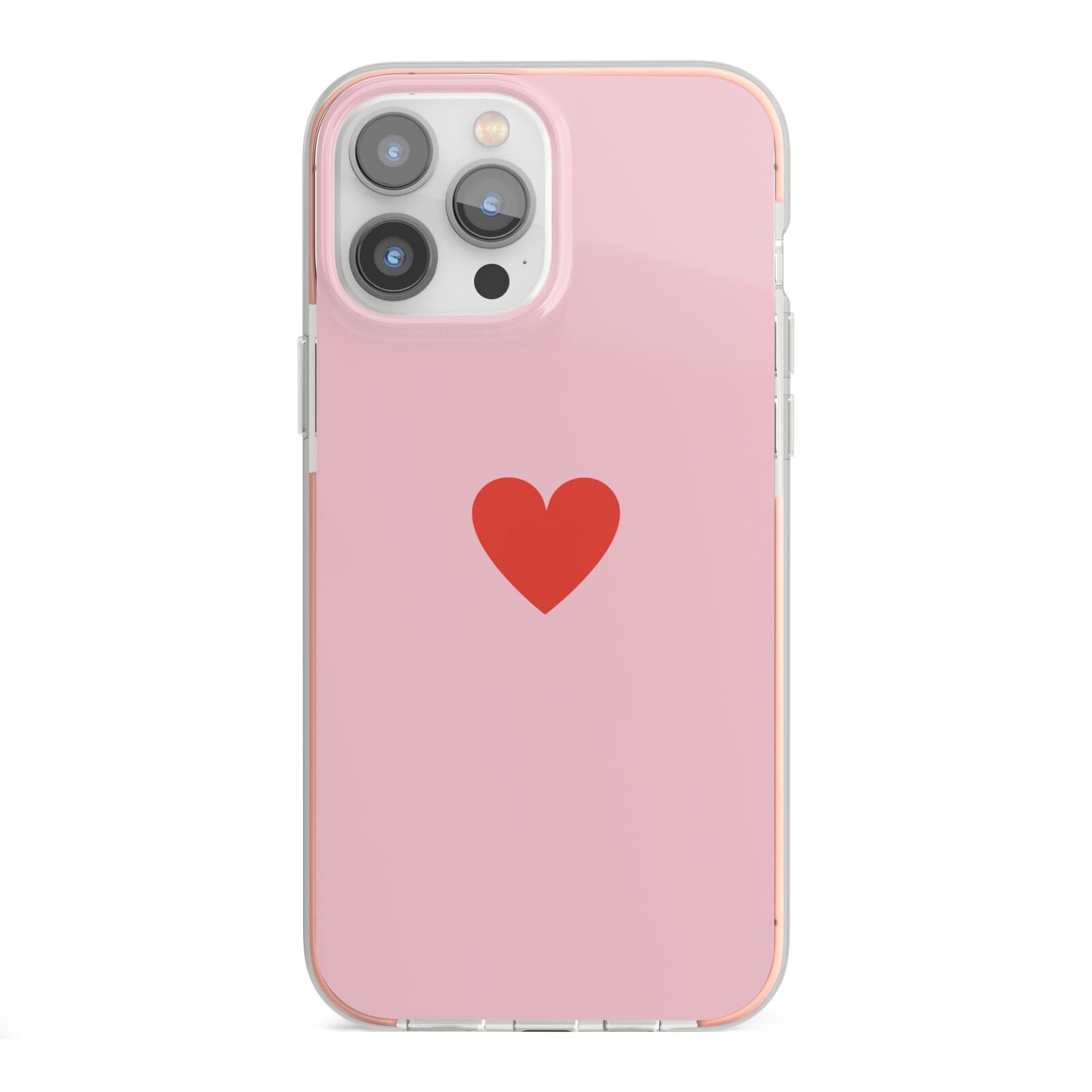 Red Heart iPhone 13 Pro Max TPU Impact Case with Pink Edges
