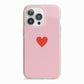 Red Heart iPhone 13 Pro TPU Impact Case with Pink Edges