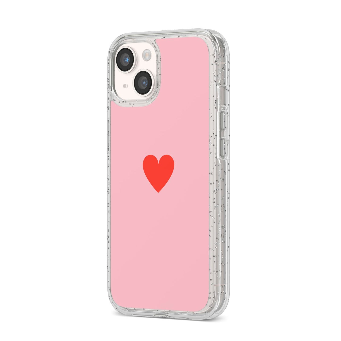 Red Heart iPhone 14 Glitter Tough Case Starlight Angled Image