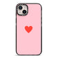 Red Heart iPhone 14 Plus Black Impact Case on Silver phone