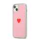 Red Heart iPhone 14 Plus Clear Tough Case Starlight Angled Image