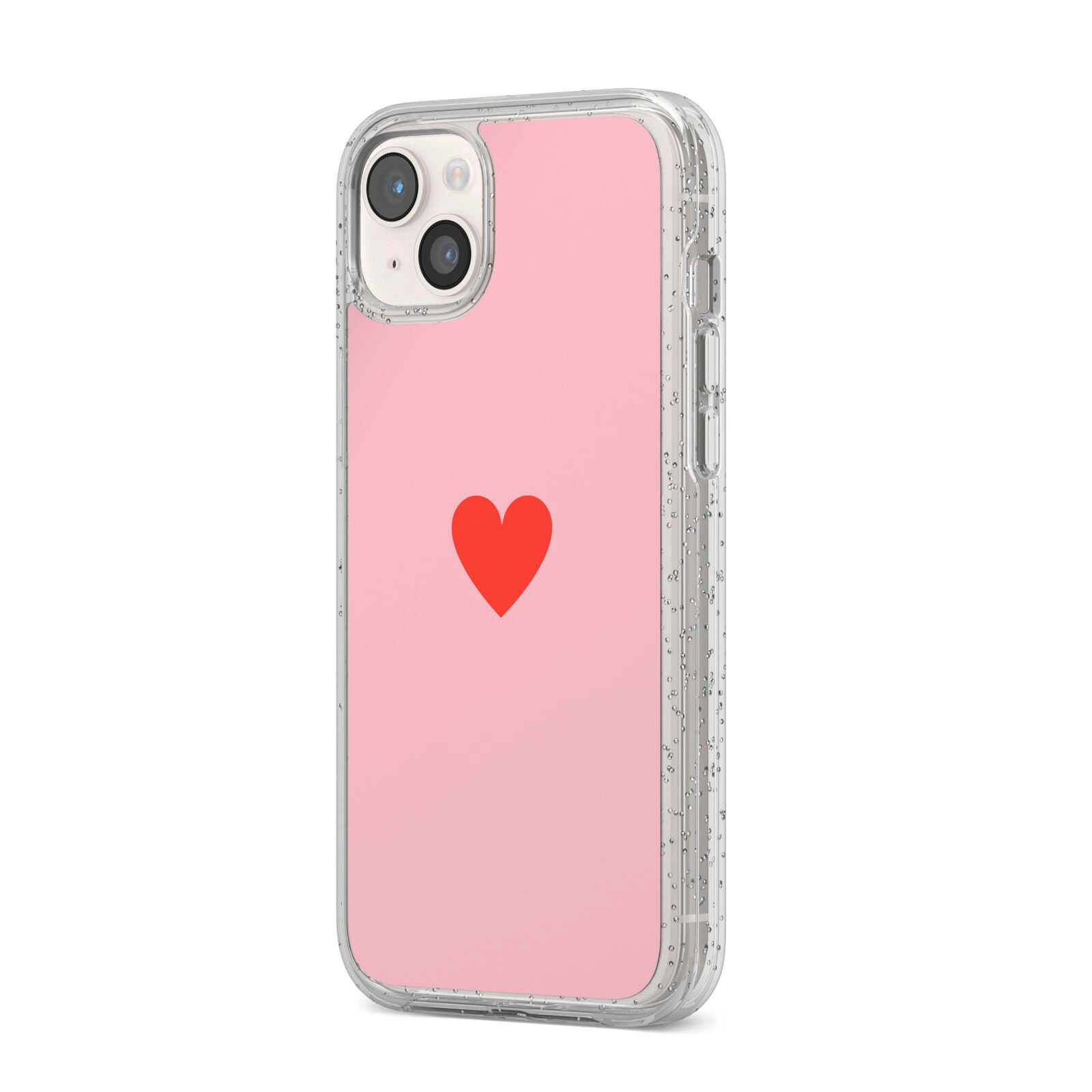 Red Heart iPhone 14 Plus Glitter Tough Case Starlight Angled Image