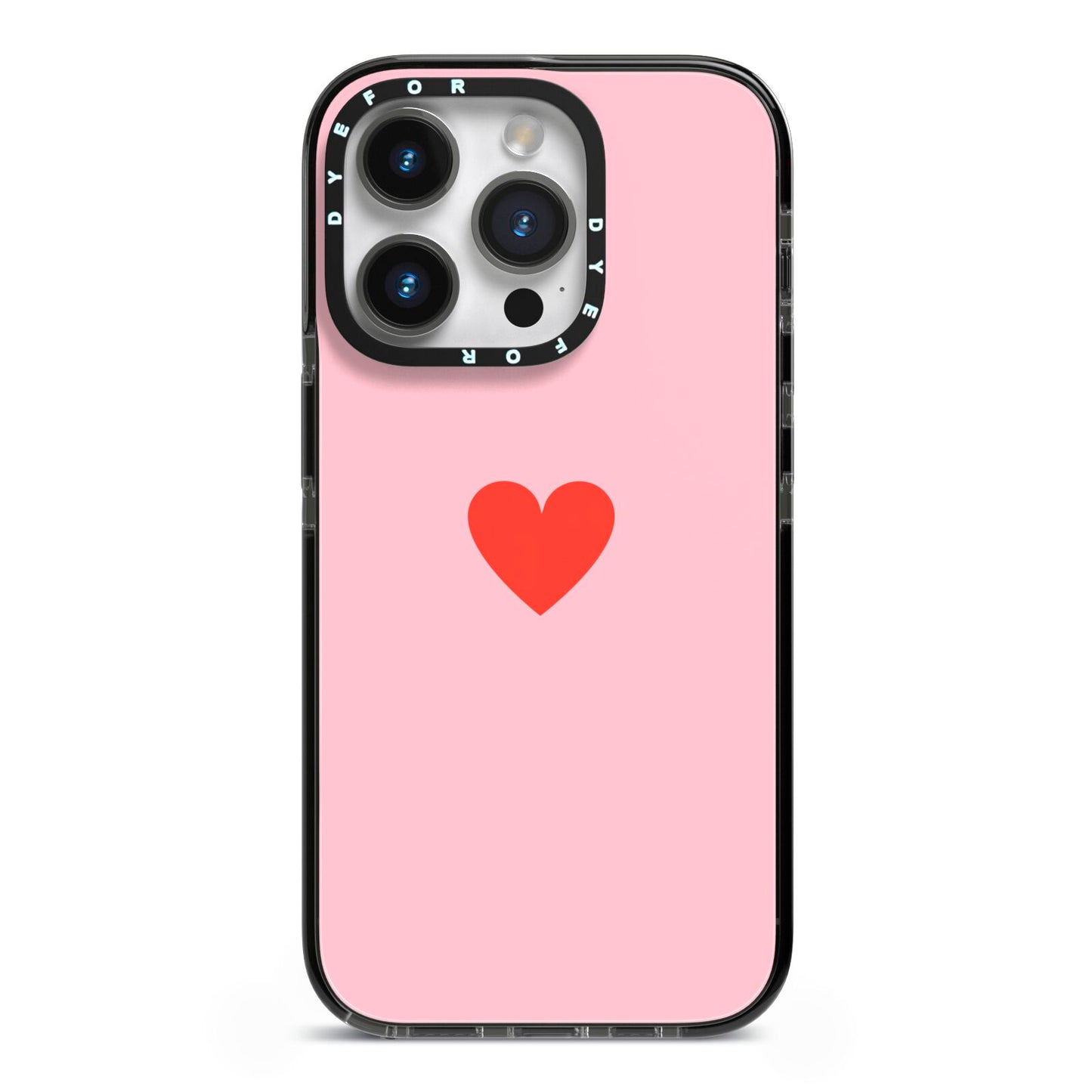 Red Heart iPhone 14 Pro Black Impact Case on Silver phone
